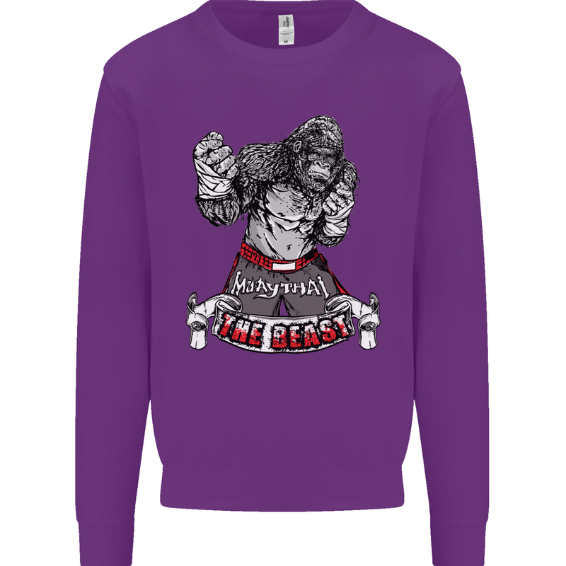 Muay Thai The Beast MMA Mixed Martial Arts Mens Sweatshirt Jumper Purple