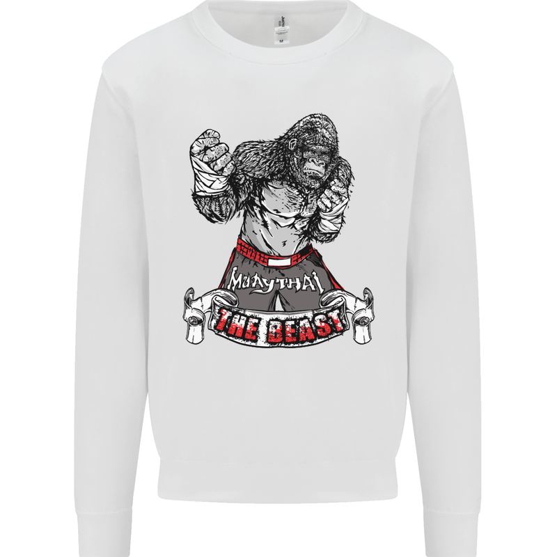 Muay Thai The Beast MMA Mixed Martial Arts Mens Sweatshirt Jumper White