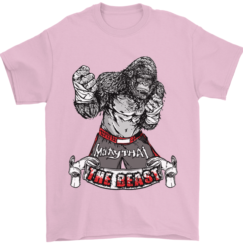 Muay Thai The Beast MMA Mixed Martial Arts Mens T-Shirt Cotton Gildan Light Pink