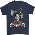 Muay Thai The Beast MMA Mixed Martial Arts Mens T-Shirt Cotton Gildan Navy Blue
