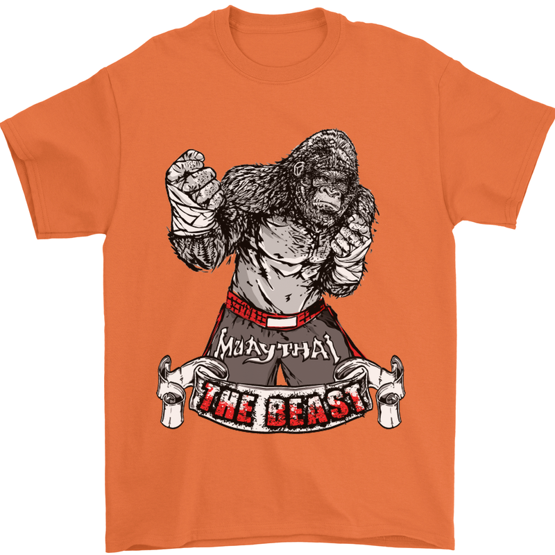 Muay Thai The Beast MMA Mixed Martial Arts Mens T-Shirt Cotton Gildan Orange