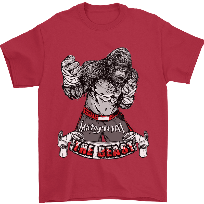 Muay Thai The Beast MMA Mixed Martial Arts Mens T-Shirt Cotton Gildan Red