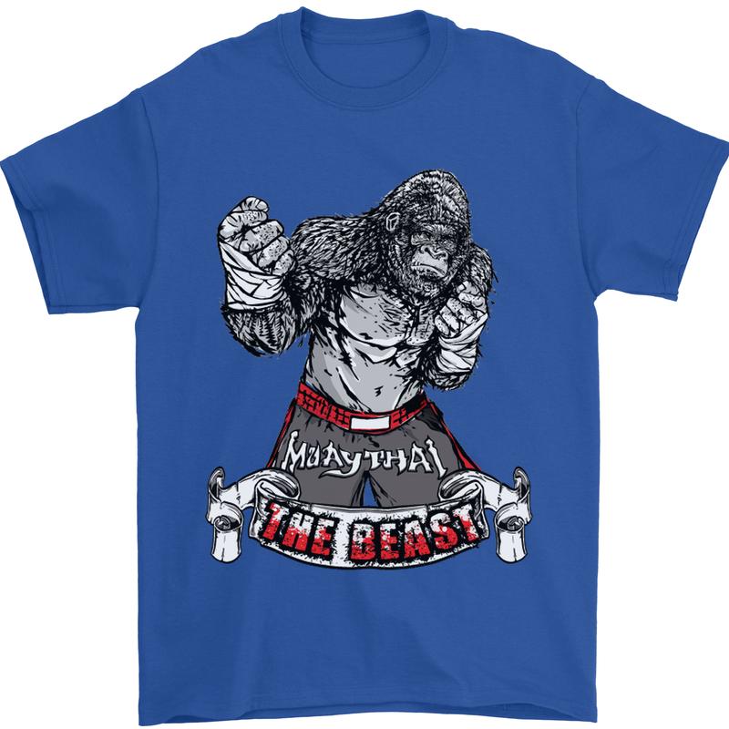 Muay Thai The Beast MMA Mixed Martial Arts Mens T-Shirt Cotton Gildan Royal Blue