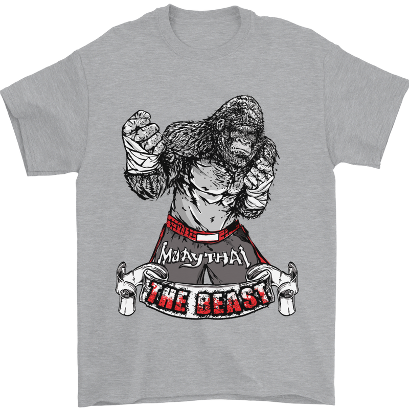 Muay Thai The Beast MMA Mixed Martial Arts Mens T-Shirt Cotton Gildan Sports Grey