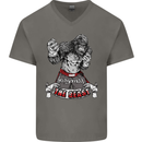 Muay Thai The Beast MMA Mixed Martial Arts Mens V-Neck Cotton T-Shirt Charcoal