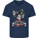 Muay Thai The Beast MMA Mixed Martial Arts Mens V-Neck Cotton T-Shirt Navy Blue