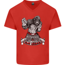 Muay Thai The Beast MMA Mixed Martial Arts Mens V-Neck Cotton T-Shirt Red