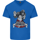 Muay Thai The Beast MMA Mixed Martial Arts Mens V-Neck Cotton T-Shirt Royal Blue