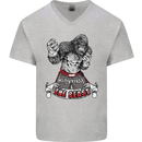 Muay Thai The Beast MMA Mixed Martial Arts Mens V-Neck Cotton T-Shirt Sports Grey