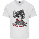 Muay Thai The Beast MMA Mixed Martial Arts Mens V-Neck Cotton T-Shirt White
