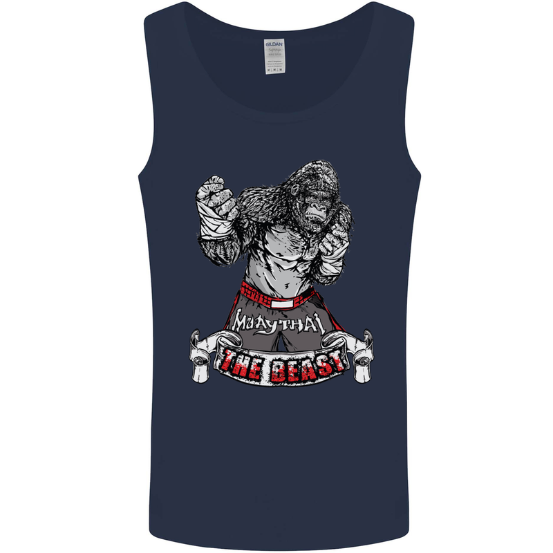 Muay Thai The Beast MMA Mixed Martial Arts Mens Vest Tank Top Navy Blue