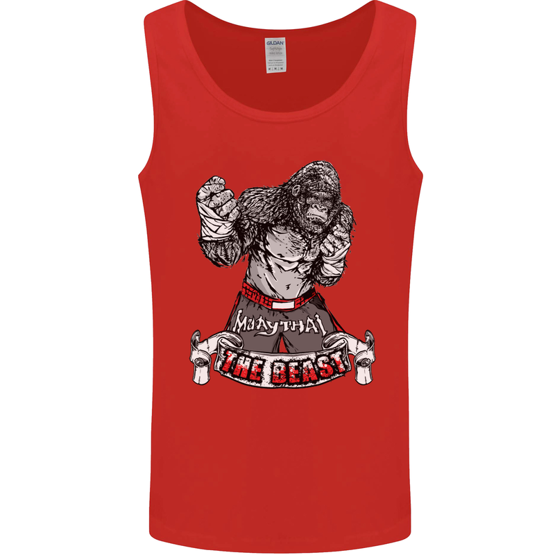 Muay Thai The Beast MMA Mixed Martial Arts Mens Vest Tank Top Red