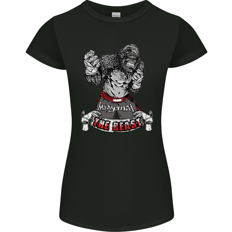 Muay Thai The Beast MMA Mixed Martial Arts Womens Petite Cut T-Shirt Black