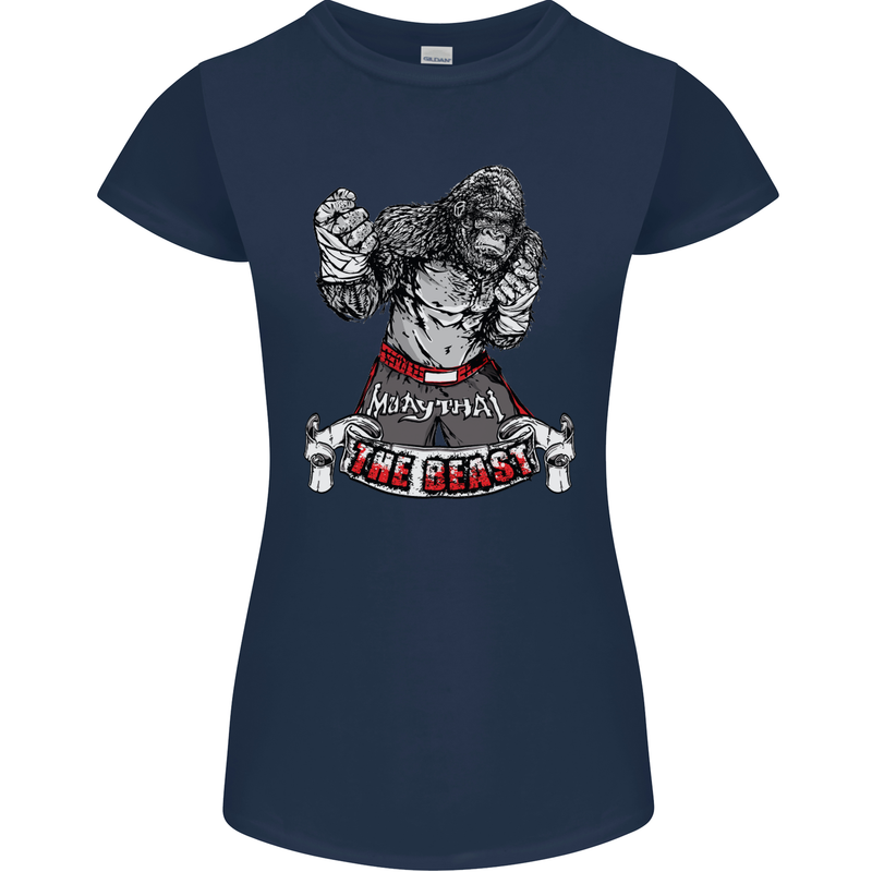 Muay Thai The Beast MMA Mixed Martial Arts Womens Petite Cut T-Shirt Navy Blue