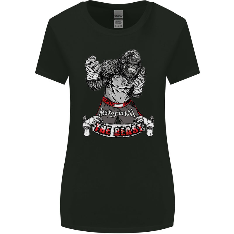 Muay Thai The Beast MMA Mixed Martial Arts Womens Wider Cut T-Shirt Black