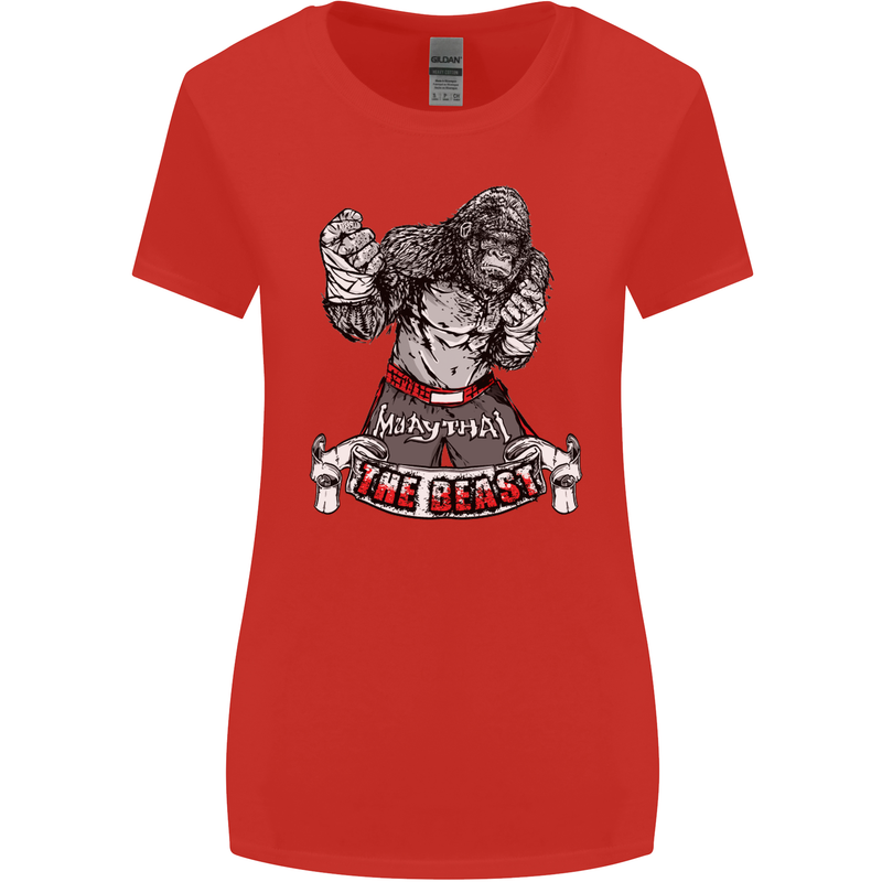 Muay Thai The Beast MMA Mixed Martial Arts Womens Wider Cut T-Shirt Red