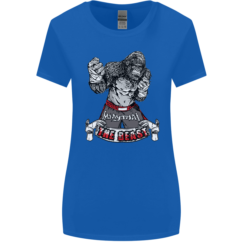 Muay Thai The Beast MMA Mixed Martial Arts Womens Wider Cut T-Shirt Royal Blue