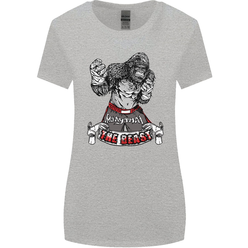 Muay Thai The Beast MMA Mixed Martial Arts Womens Wider Cut T-Shirt Sports Grey