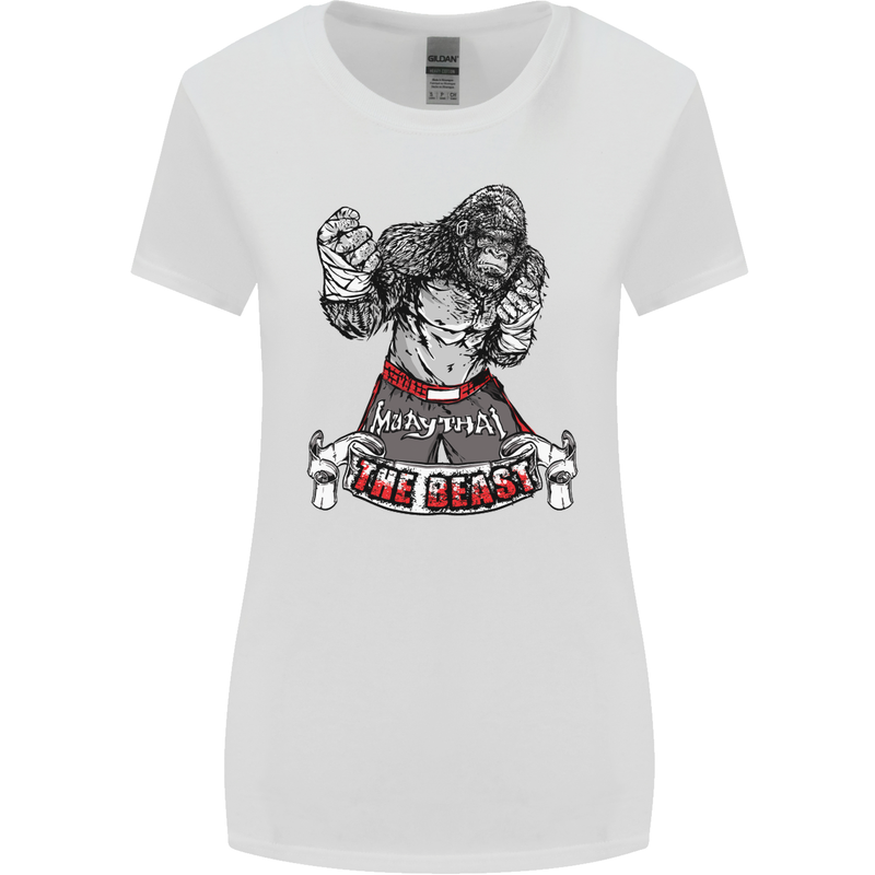 Muay Thai The Beast MMA Mixed Martial Arts Womens Wider Cut T-Shirt White