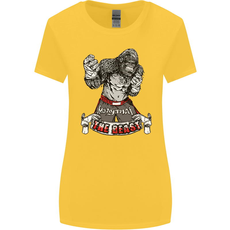 Muay Thai The Beast MMA Mixed Martial Arts Womens Wider Cut T-Shirt Yellow