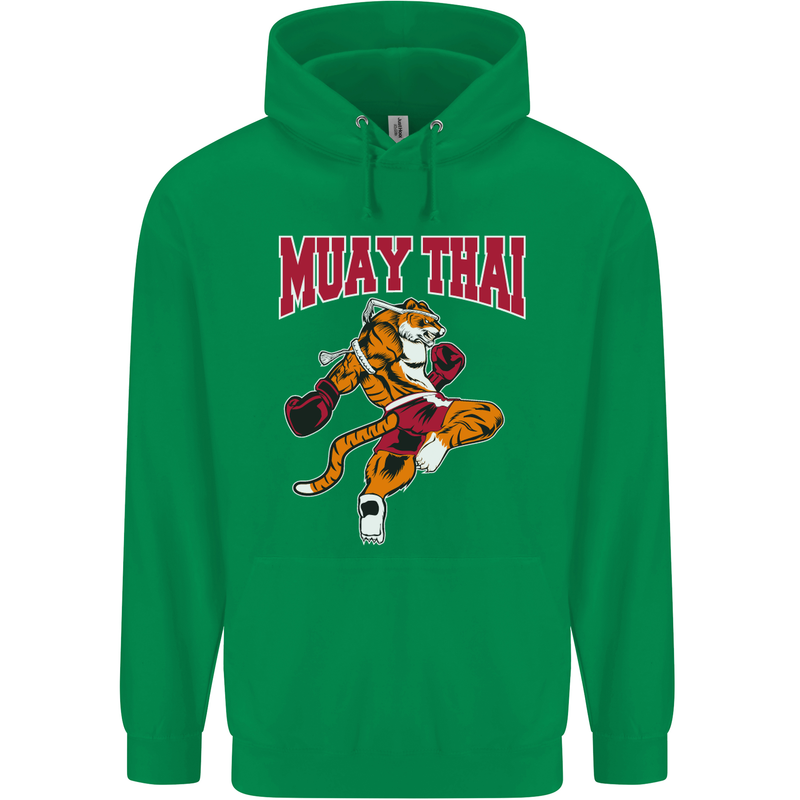 Muay Thai Tiger MMA Mixed Martial Arts Childrens Kids Hoodie Irish Green