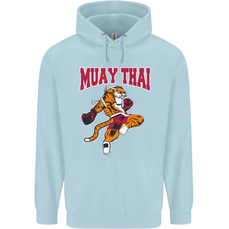 Muay Thai Tiger MMA Mixed Martial Arts Childrens Kids Hoodie Light Blue