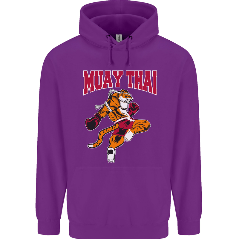 Muay Thai Tiger MMA Mixed Martial Arts Childrens Kids Hoodie Purple