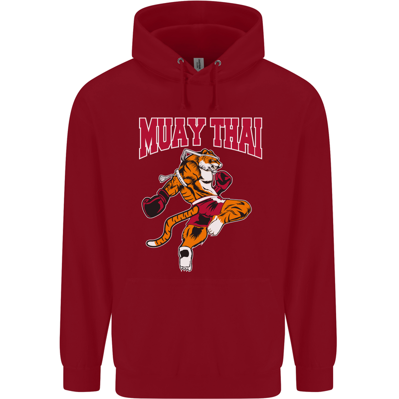 Muay Thai Tiger MMA Mixed Martial Arts Childrens Kids Hoodie Red