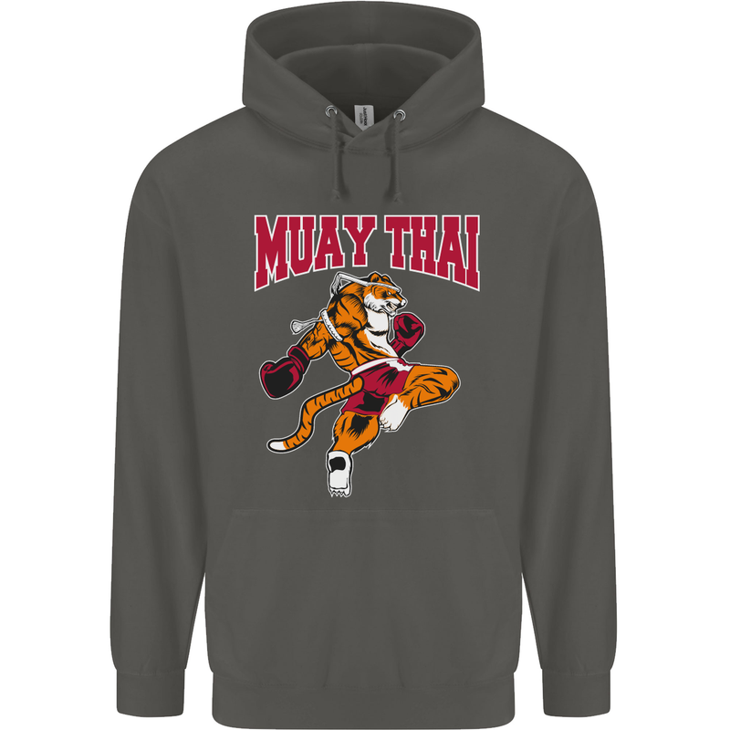 Muay Thai Tiger MMA Mixed Martial Arts Childrens Kids Hoodie Storm Grey
