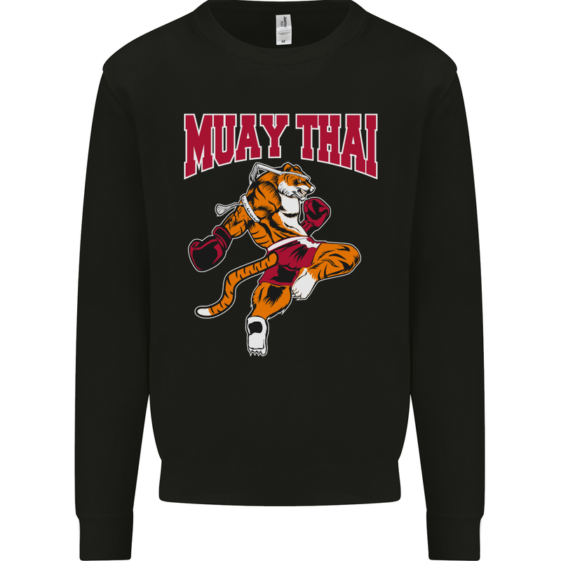 Muay Thai Tiger MMA Mixed Martial Arts Kids Sweatshirt Jumper Black