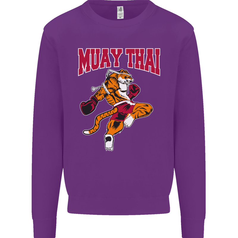 Muay Thai Tiger MMA Mixed Martial Arts Kids Sweatshirt Jumper Purple