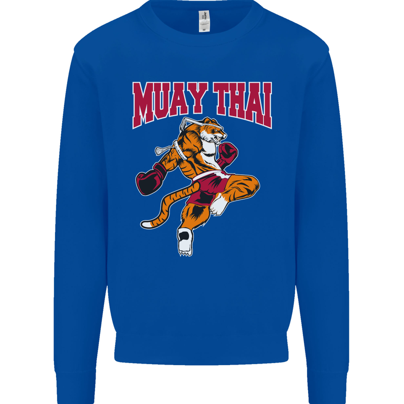 Muay Thai Tiger MMA Mixed Martial Arts Kids Sweatshirt Jumper Royal Blue