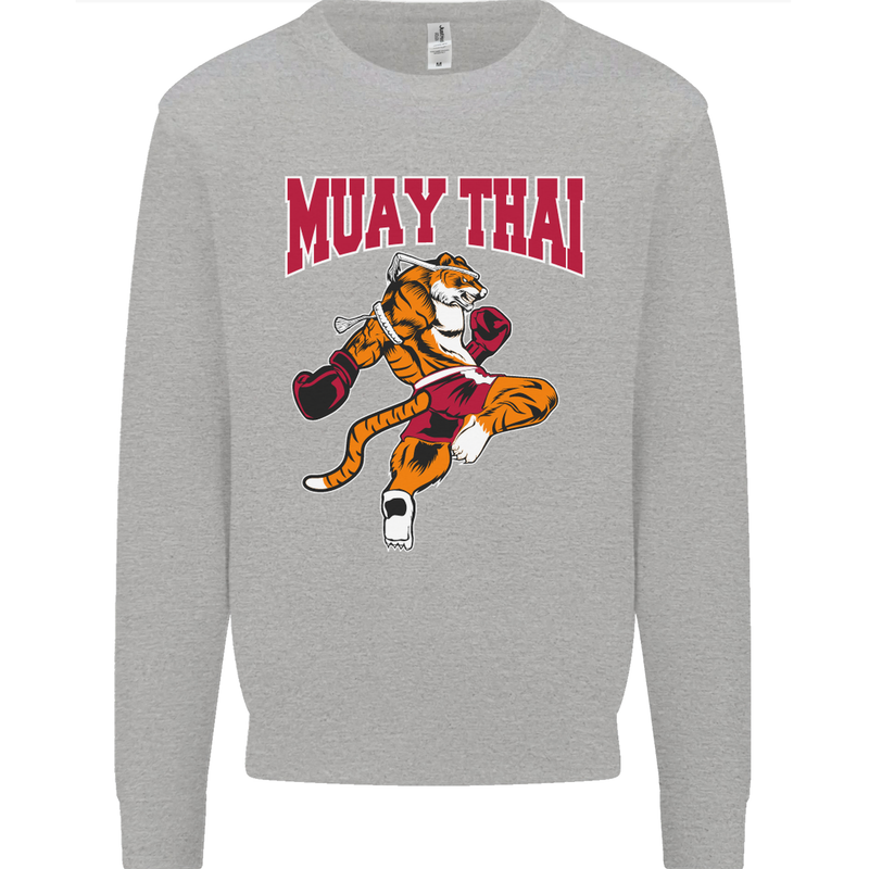 Muay Thai Tiger MMA Mixed Martial Arts Kids Sweatshirt Jumper Sports Grey
