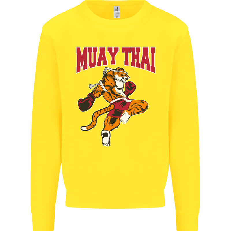 Muay Thai Tiger MMA Mixed Martial Arts Kids Sweatshirt Jumper Yellow