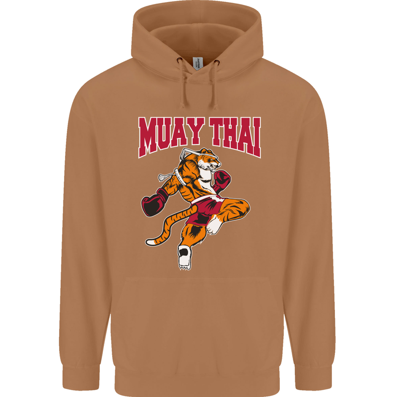 Muay Thai Tiger MMA Mixed Martial Arts Mens 80% Cotton Hoodie Caramel Latte