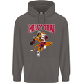 Muay Thai Tiger MMA Mixed Martial Arts Mens 80% Cotton Hoodie Charcoal