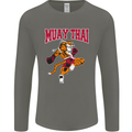 Muay Thai Tiger MMA Mixed Martial Arts Mens Long Sleeve T-Shirt Charcoal