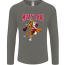 Muay Thai Tiger MMA Mixed Martial Arts Mens Long Sleeve T-Shirt Charcoal