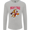 Muay Thai Tiger MMA Mixed Martial Arts Mens Long Sleeve T-Shirt Sports Grey
