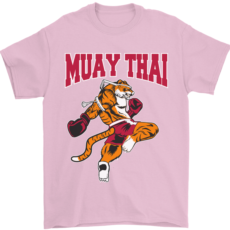Muay Thai Tiger MMA Mixed Martial Arts Mens T-Shirt Cotton Gildan Light Pink