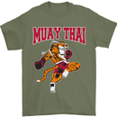 Muay Thai Tiger MMA Mixed Martial Arts Mens T-Shirt Cotton Gildan Military Green