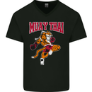 Muay Thai Tiger MMA Mixed Martial Arts Mens V-Neck Cotton T-Shirt Black