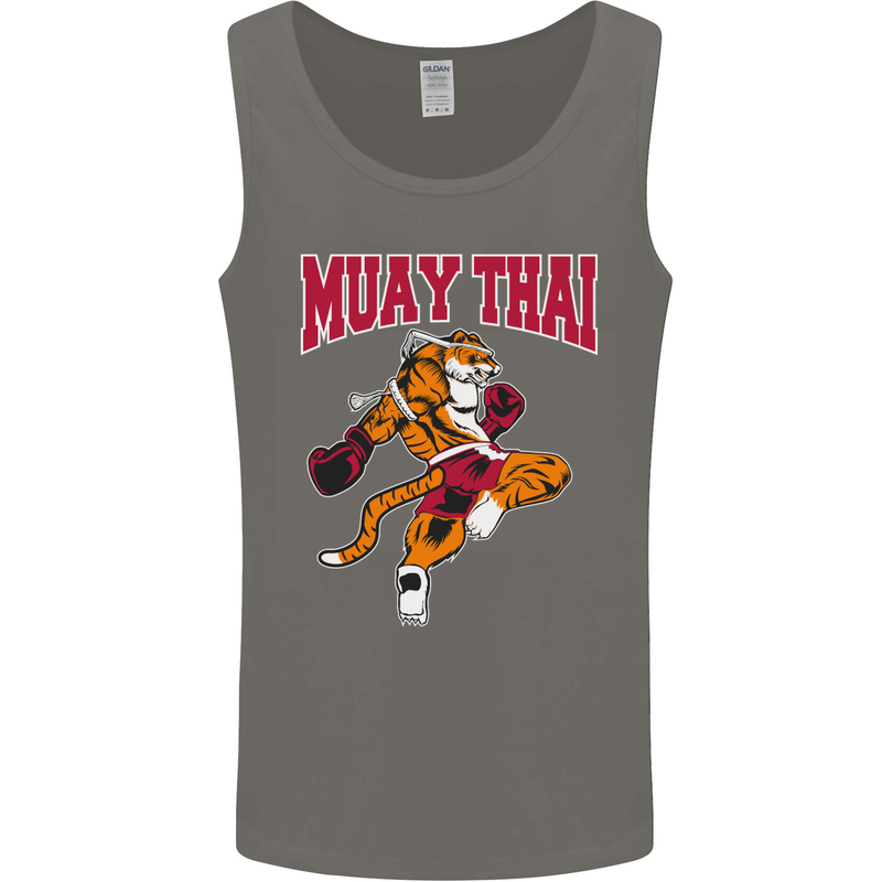 Muay Thai Tiger MMA Mixed Martial Arts Mens Vest Tank Top Charcoal