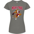 Muay Thai Tiger MMA Mixed Martial Arts Womens Petite Cut T-Shirt Charcoal