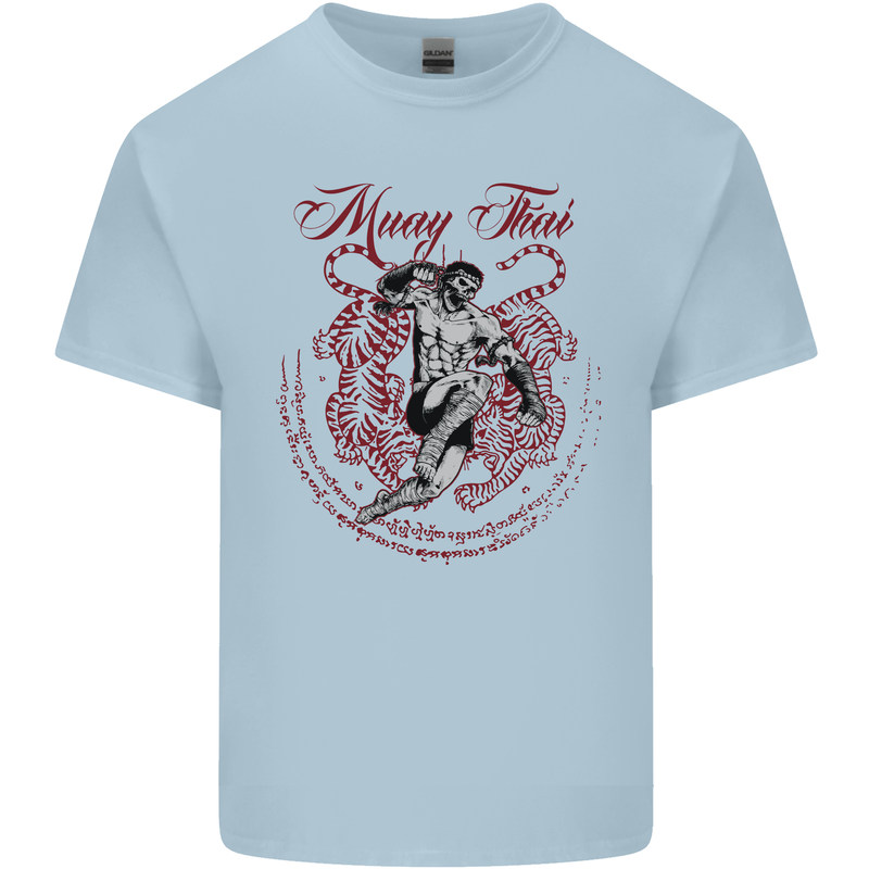 Muay Thai Tiger Warrior MMA Martial Arts Mens Cotton T-Shirt Tee Top Light Blue