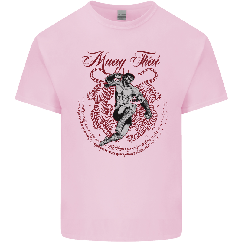 Muay Thai Tiger Warrior MMA Martial Arts Mens Cotton T-Shirt Tee Top Light Pink