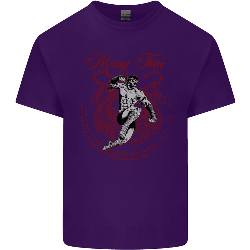 Muay Thai Tiger Warrior MMA Martial Arts Mens Cotton T-Shirt Tee Top Purple