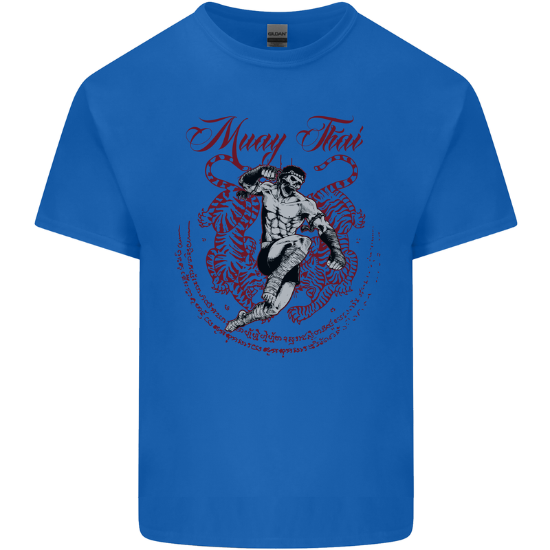 Muay Thai Tiger Warrior MMA Martial Arts Mens Cotton T-Shirt Tee Top Royal Blue