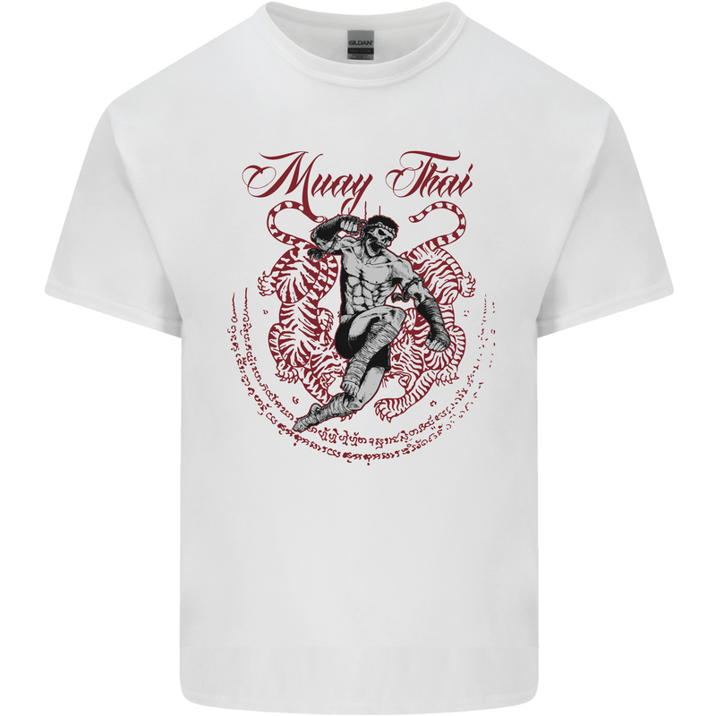 Muay Thai Tiger Warrior MMA Martial Arts Mens Cotton T-Shirt Tee Top White