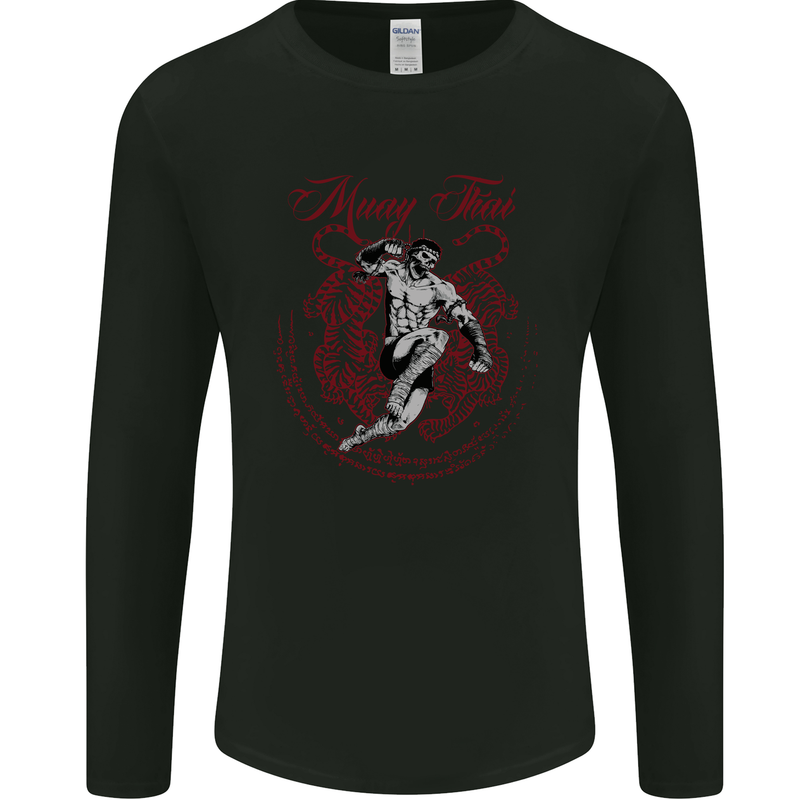 Muay Thai Tiger Warrior MMA Martial Arts Mens Long Sleeve T-Shirt Black